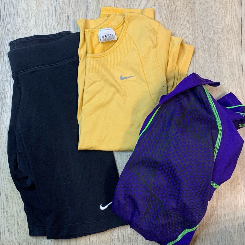 Women’s medium Nike athletic clothing bundle quarter zip, tshirt and shorts